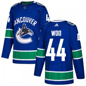 Men's Adidas Vancouver Canucks Jett Woo Blue Home Jersey - Authentic
