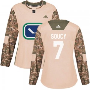 Women's Adidas Vancouver Canucks Carson Soucy Camo Veterans Day Practice Jersey - Authentic