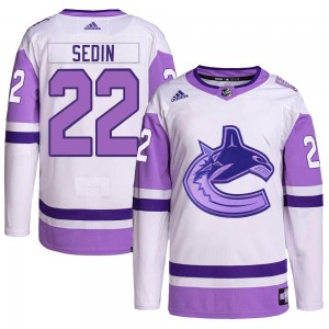 Youth Adidas Vancouver Canucks Daniel Sedin White/Purple Hockey Fights Cancer Primegreen Jersey - Authentic