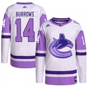 Men's Adidas Vancouver Canucks Alex Burrows White/Purple Hockey Fights Cancer Primegreen Jersey - Authentic