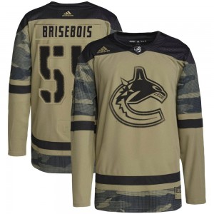 Youth Adidas Vancouver Canucks Guillaume Brisebois Camo Military Appreciation Practice Jersey - Authentic