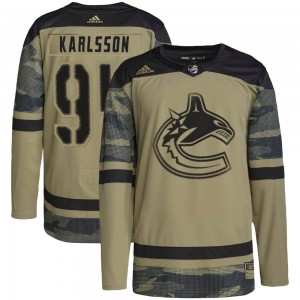 Youth Adidas Vancouver Canucks Linus Karlsson Camo Military Appreciation Practice Jersey - Authentic