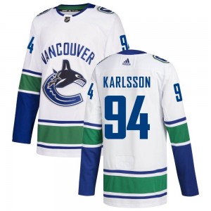 Men's Adidas Vancouver Canucks Linus Karlsson White zied Away Jersey - Authentic
